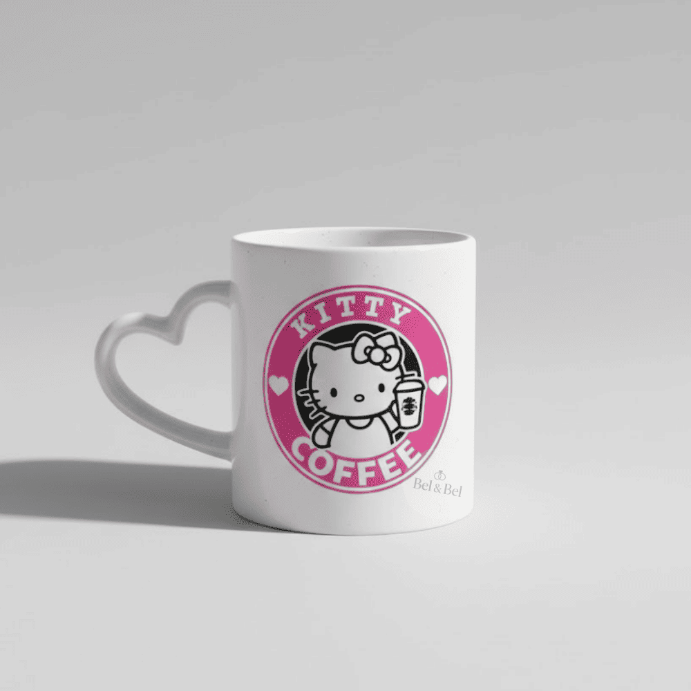Mug Cœur « Kitty Coffee » – Design Rose Kawaii & Style Coffee Shop - Bel & Bel