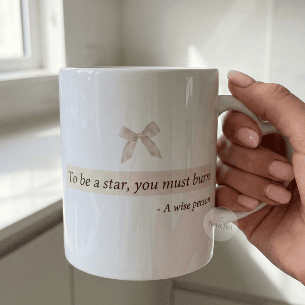 Mug Cœur « To be a Star » – Citation Inspirante & Nœud Rose – Aesthetic - Bel & Bel
