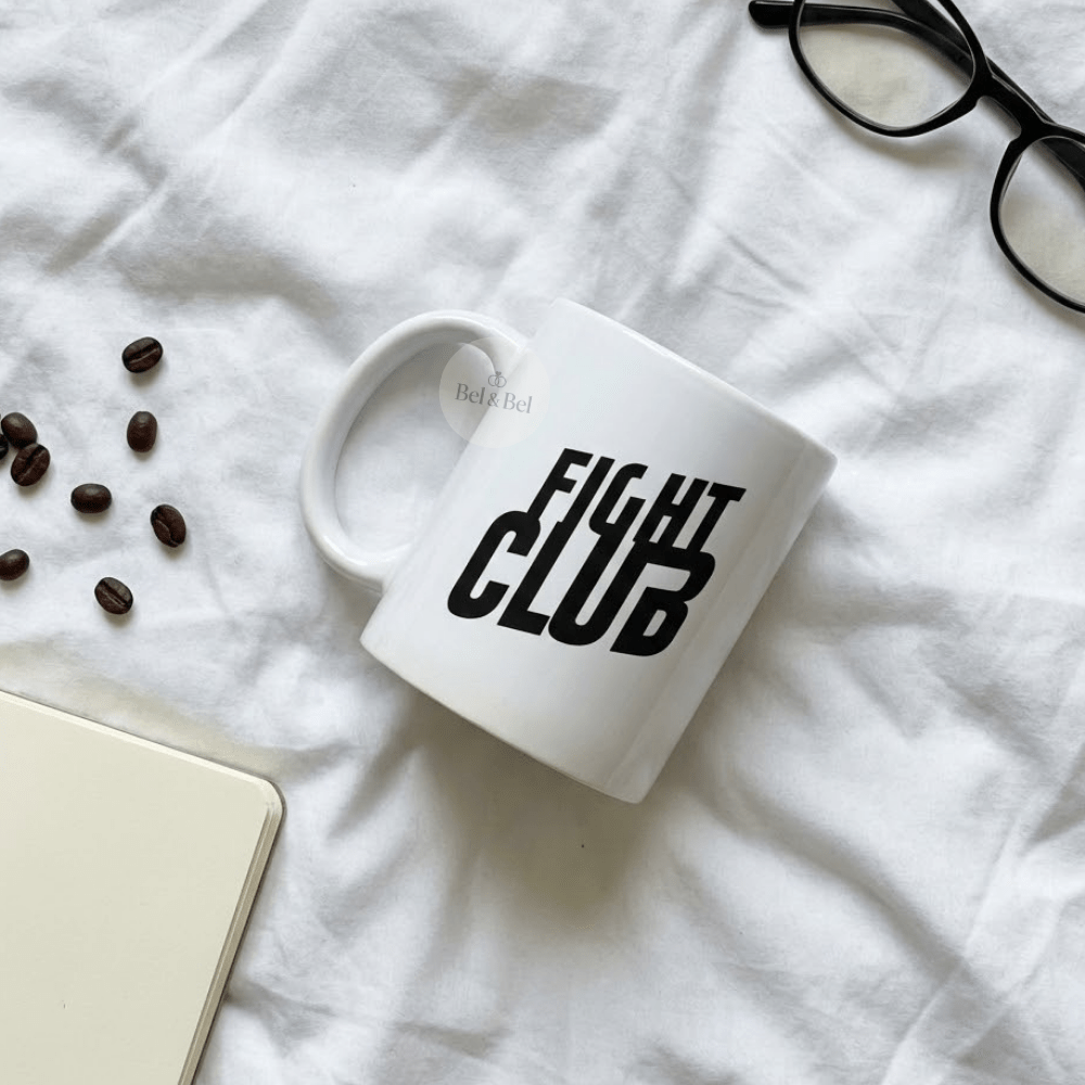 Mug « Fight Club » – Typographie Bold Noir & Blanc – Idée Cadeau Cinéma Culte - Bel & Bel