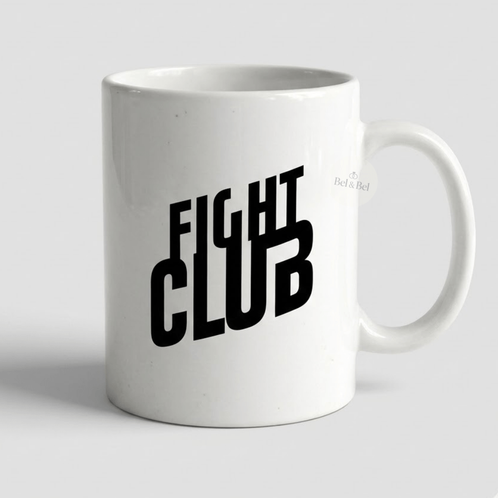 Mug « Fight Club » – Typographie Bold Noir & Blanc – Idée Cadeau Cinéma Culte - Bel & Bel