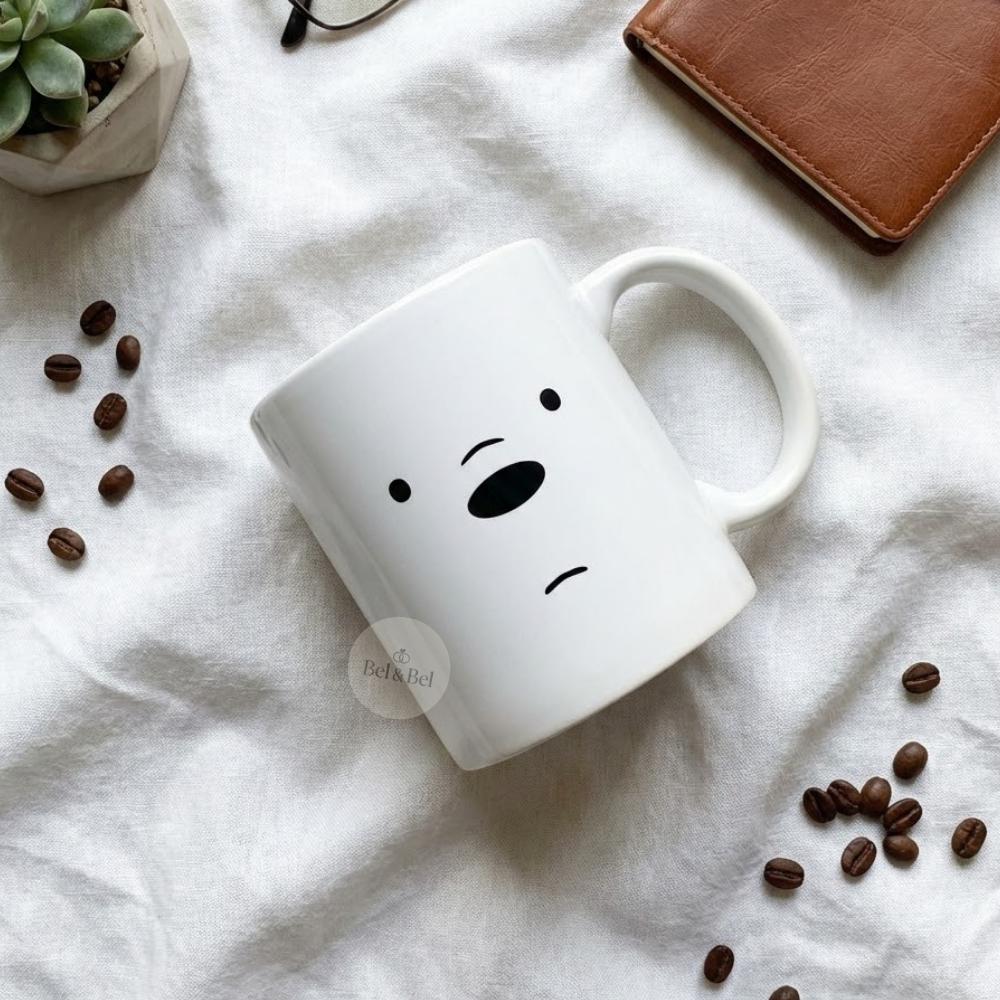 Minimalist Bear Face Ceramic Mug